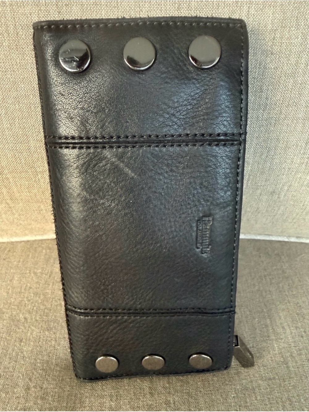 Hammitt 110 North Black Leather Wallet with Gunmetal Rivets
